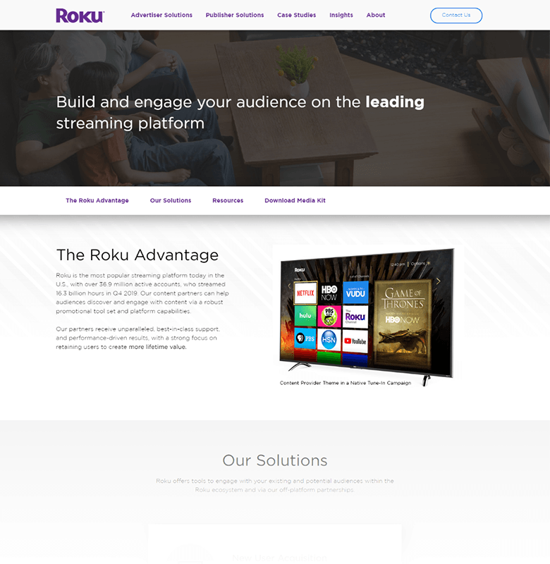 Roku’s Advertising Platform Stands Out with BeautifullyDesigned Microsite